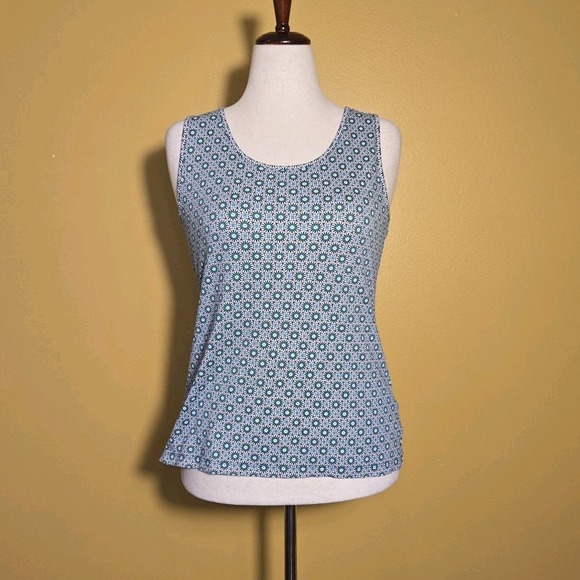 Lands' End Tops - Lands End Green, Blue, White Geometric Print Tank Top Size M‎ 10-12 Sleeveless
